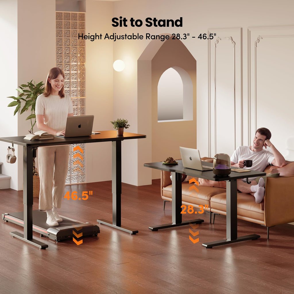Standing Desk 55x30 Inch Electric Height Adjustable, Black