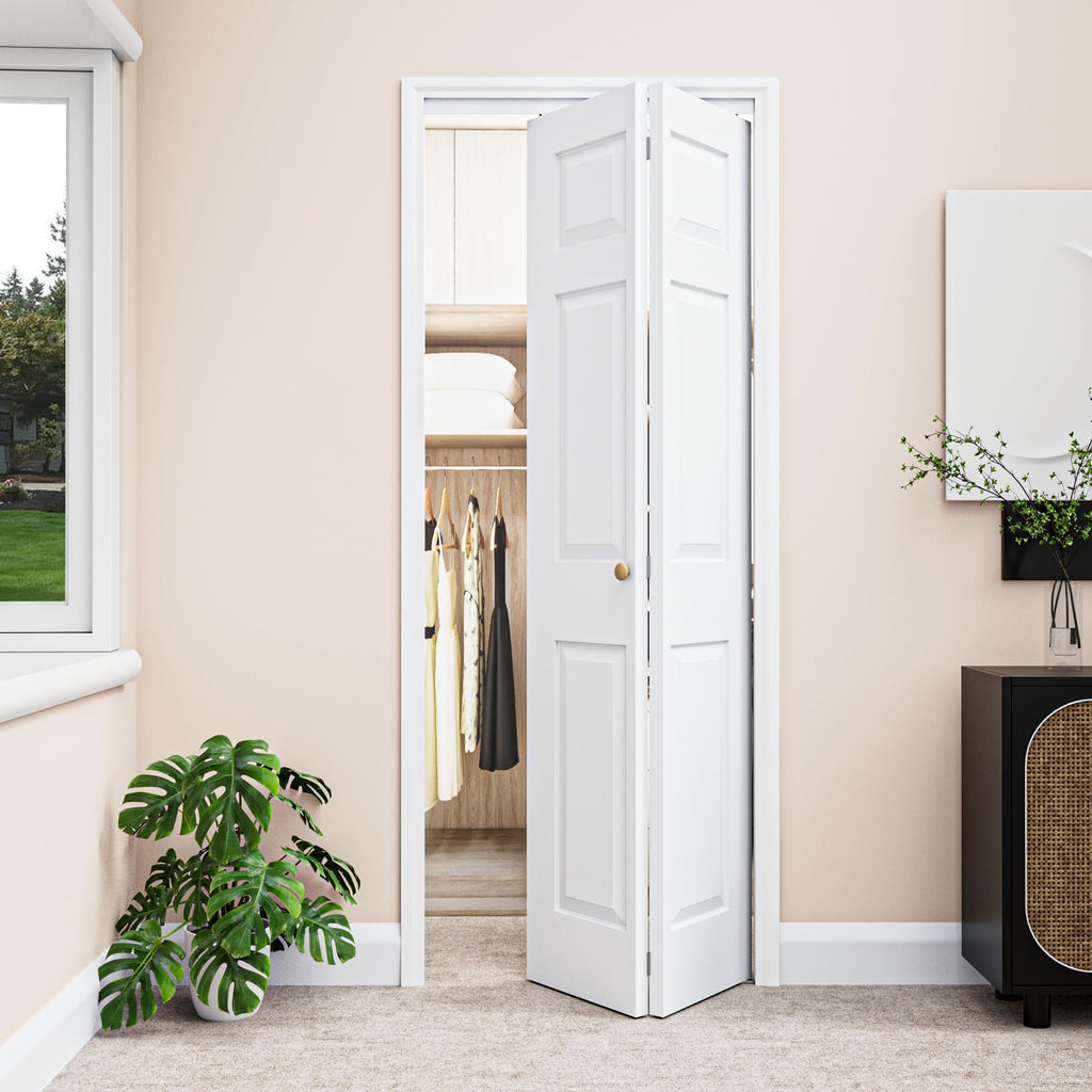 6-Panel Bifold Doors for 30"x80" Opening, Shaker Style Fodling Door, Primed