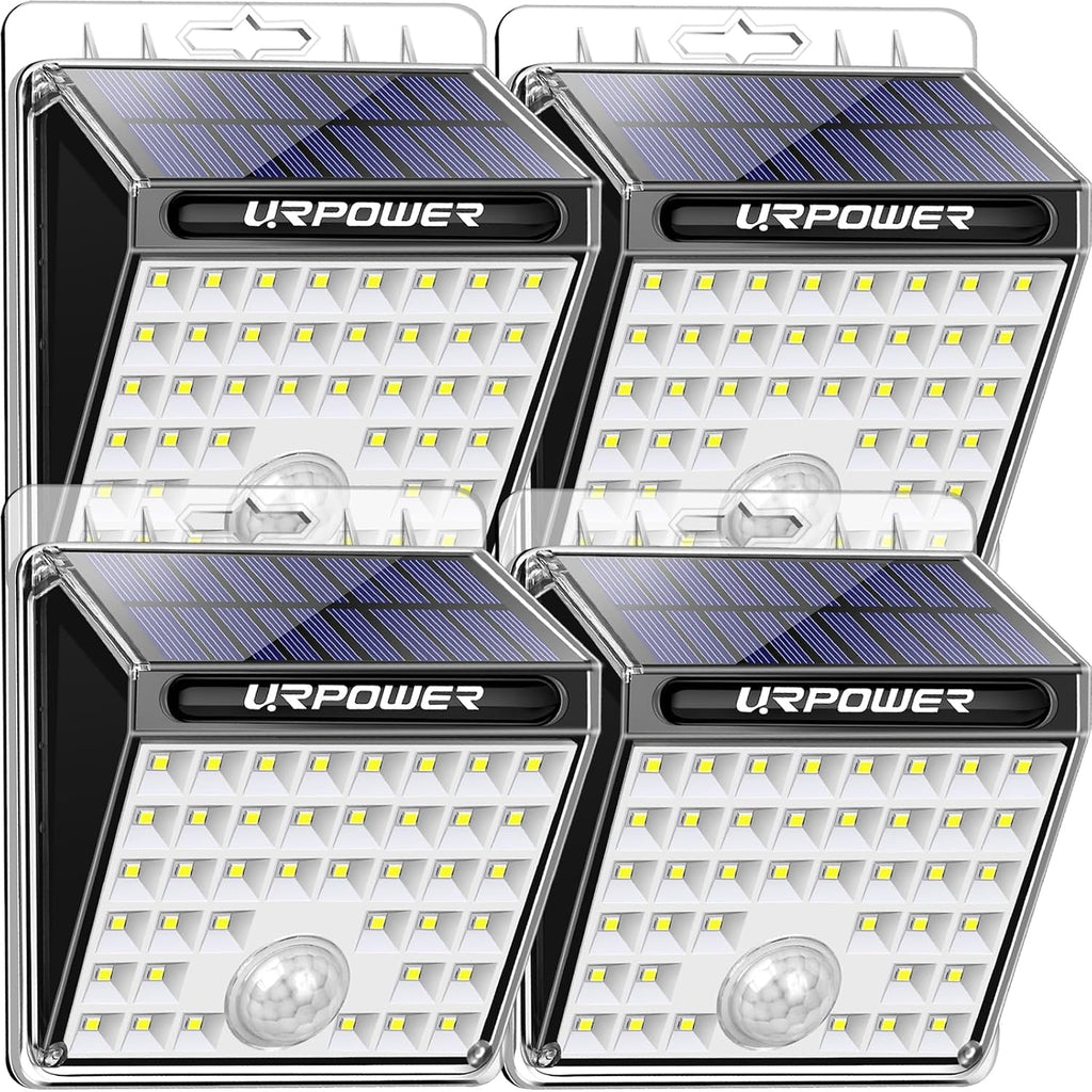 Solar Motion Sensor Lights Outdoor, Security Flood Lights, 4 Pack | Bright 40-LED Lighting, 120° Wide Beam