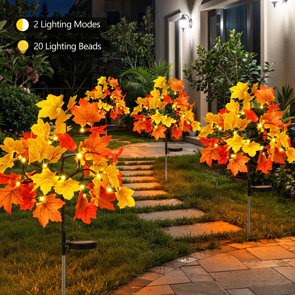 4 Pack Fall Solar Lights Outdoor Decorative