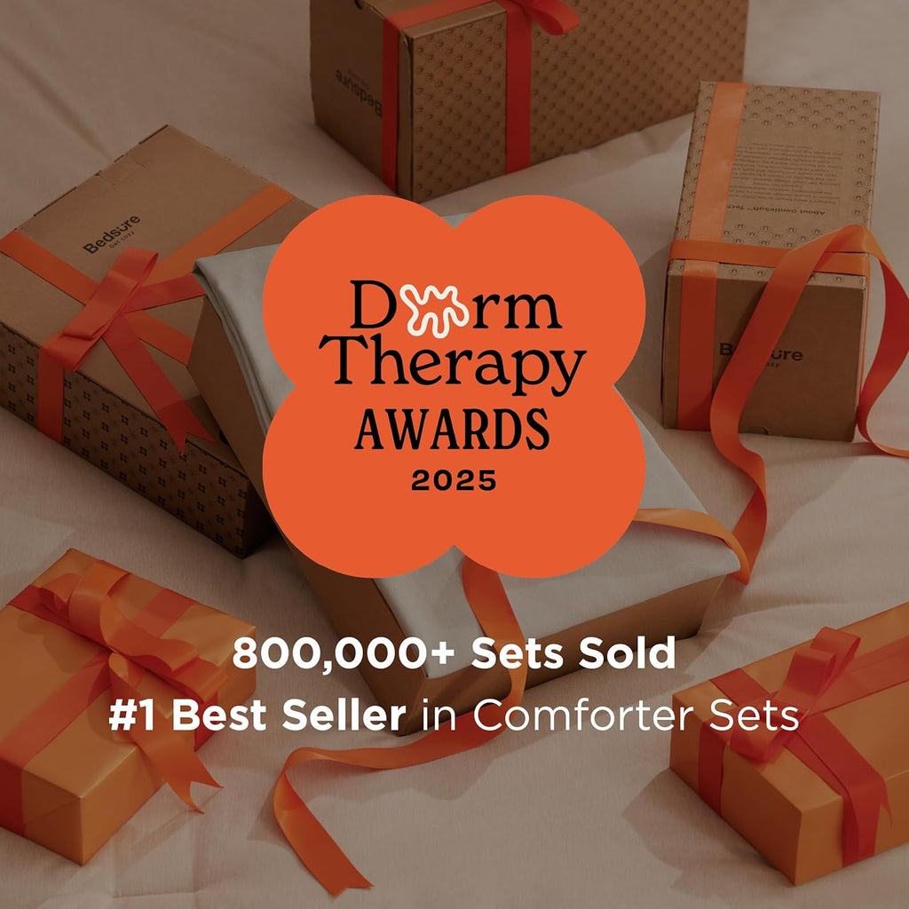 Queen Comforter Set - Beige Soft Bedding for All Seasons, Cationic Dyed Bed Set, 3 Pieces