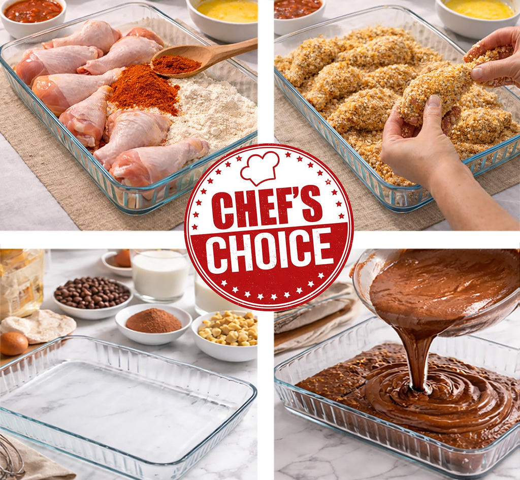 4-Qt (16" x 11" x 2") Glass Baking Dishes for Oven, Glass Oven Pan & Tray Bakeware, Borosilicate Glass Casserole Dish