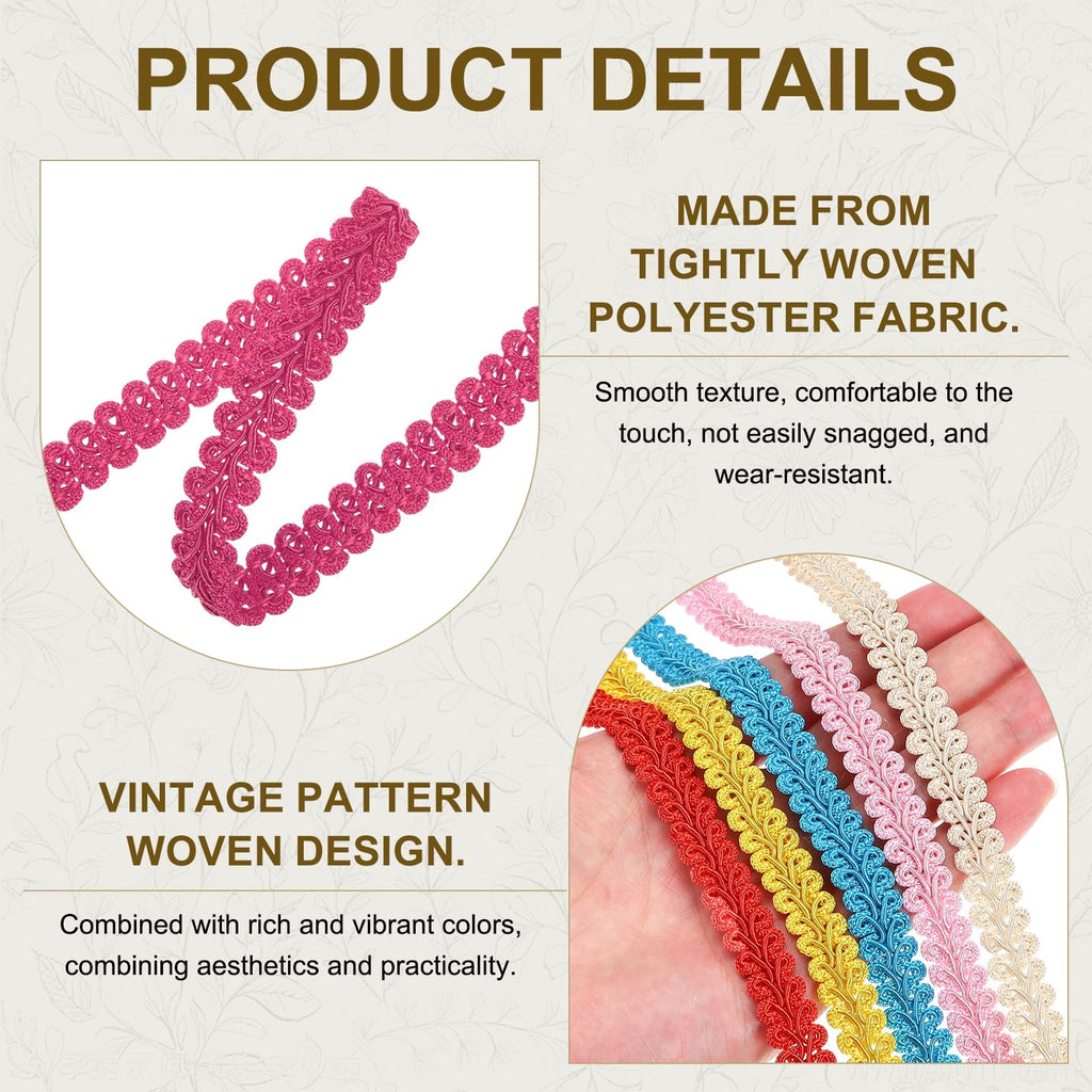 Gimp Braid Trim 1/2" x 14 Yards Polyester, Rose Red