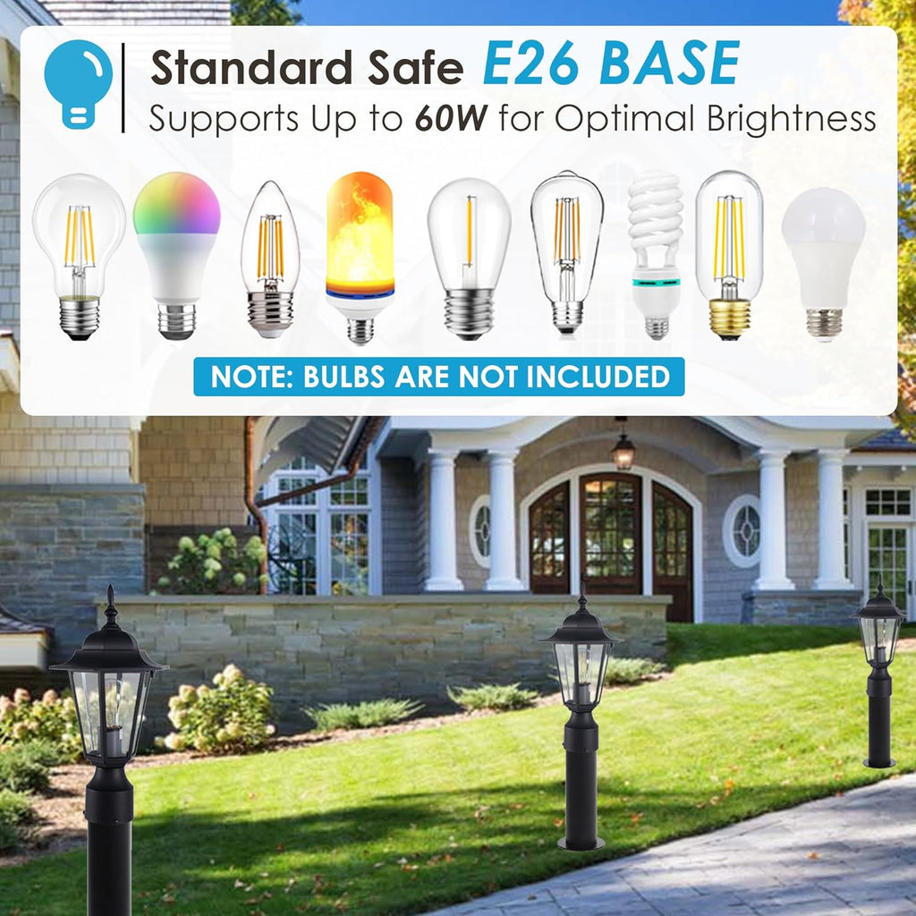 Outdoor Post Light, Black Waterproof Lamp Post Lights Fxiture, Aluminum Pole Lantern for Outside Yard Pathway Garden