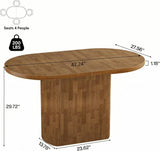 47.24" Oval Dining Table for 4, Small Kitchen Table with Pedestal Base, Space Saving Farmhouse Wood Dinner Table for