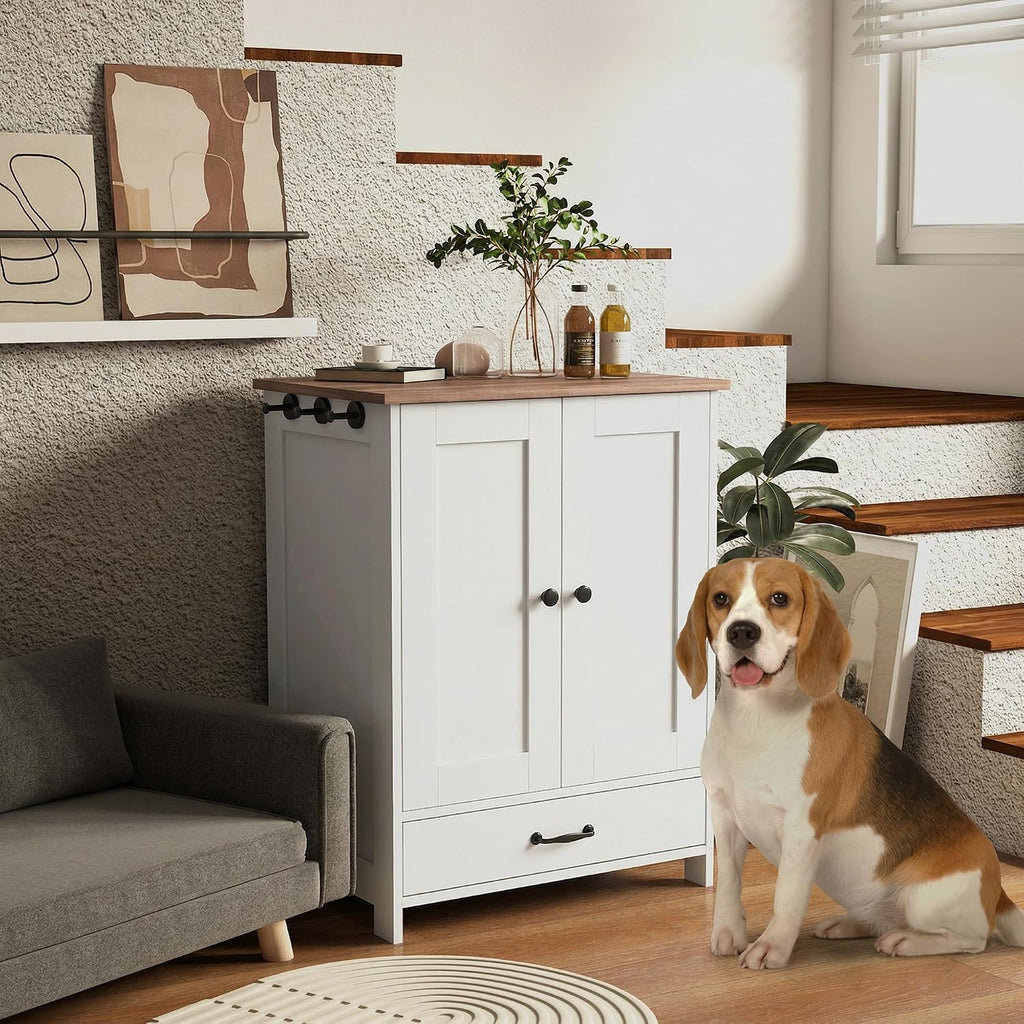 Pet Feeding Station Elevated Dog Bowls for Medium Sized Breed White
