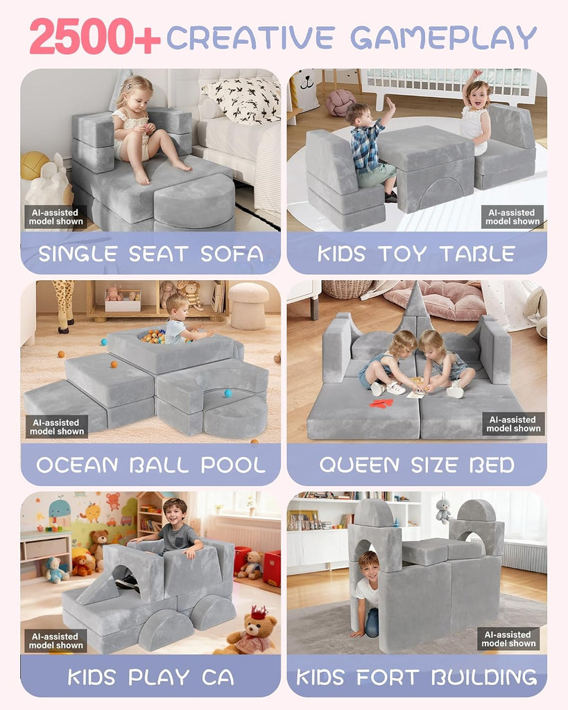 15pcs Modular Kids Play Couch,1000+ Imagination Creative Play