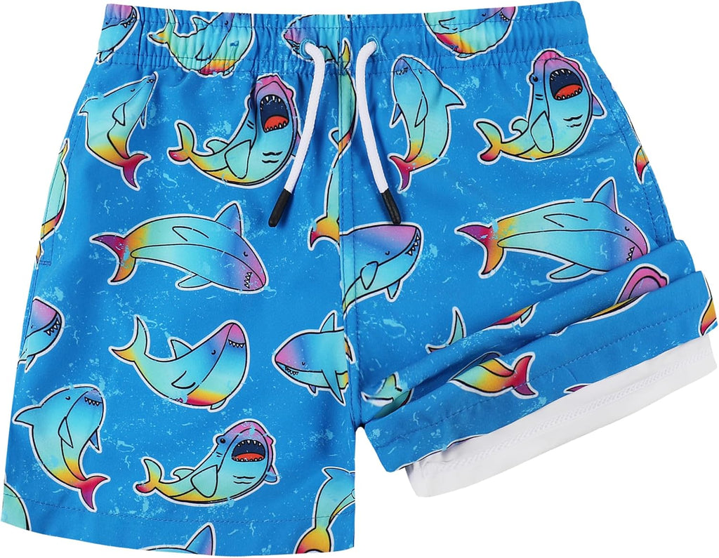 Toddler Boys Rash Guard Sets,Swim Trunks with Compression Liner,Swim Shirt Sets