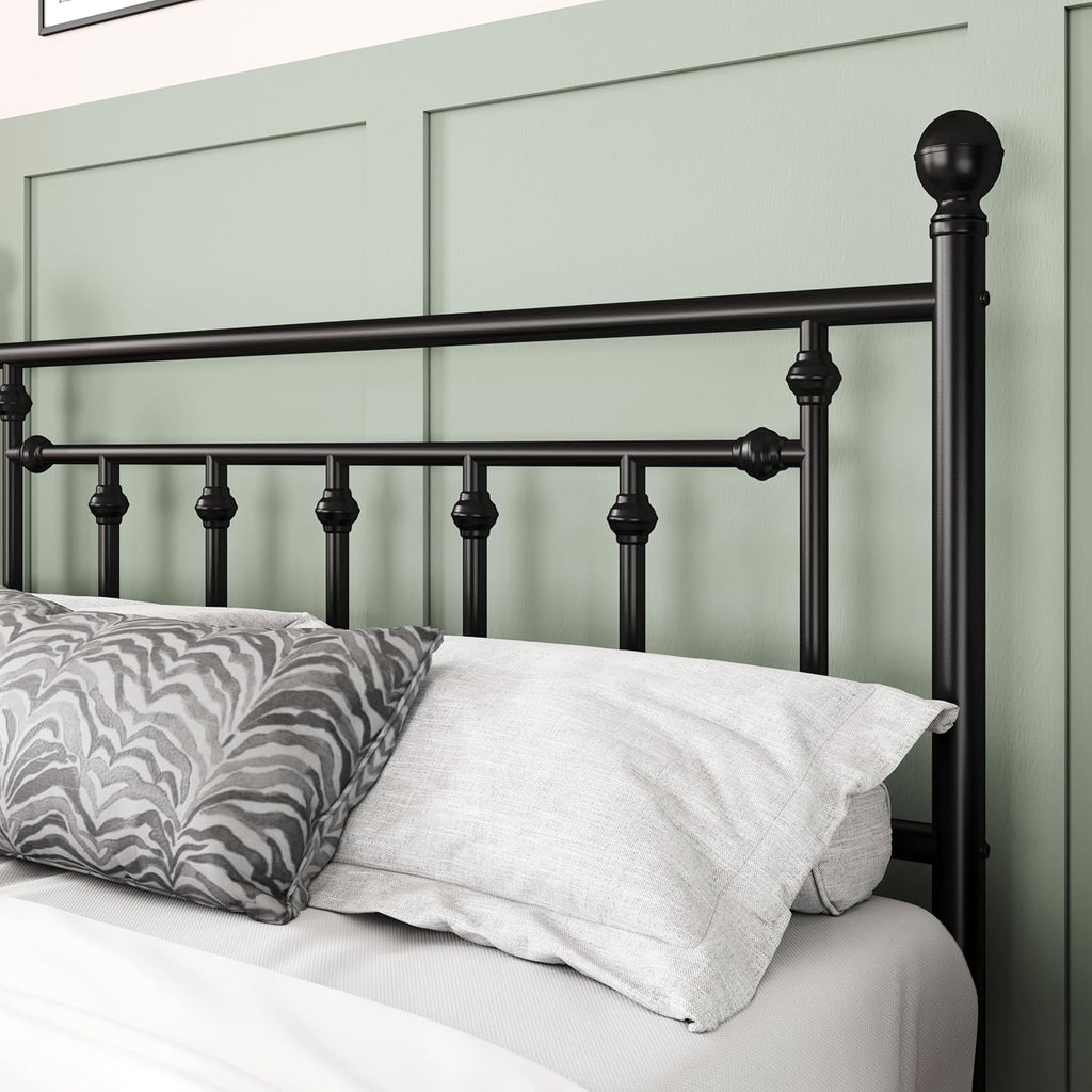 14 Inch Queen Metal Platform Bed Frame with Victorian Vintage Headboard and Footboard/Mattress Foundation/Under Bed