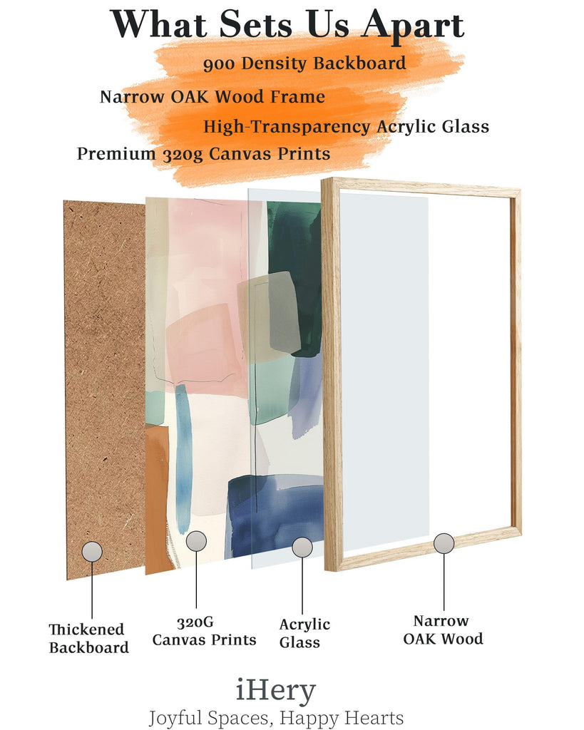 12x16in Geometric Color Block Framed Abstract Wall Art