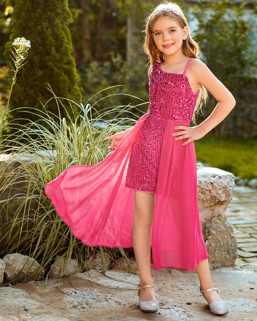 Girls One Shoulder Sparkly Sequin Formal Party Dance Dress