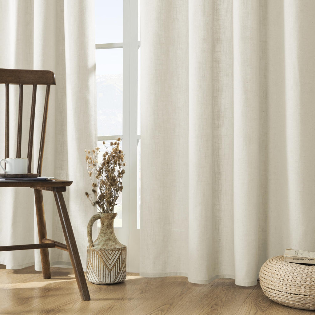 Linen Curtains 2 Panel Set, Light Filtering, Ivory on Linen Curtains 84 Inch Curtains, Cream Drapes 84 Inches Long