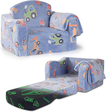 Comfy Kids Sofa Chair, in-1 Fold Out Couch with Blanket