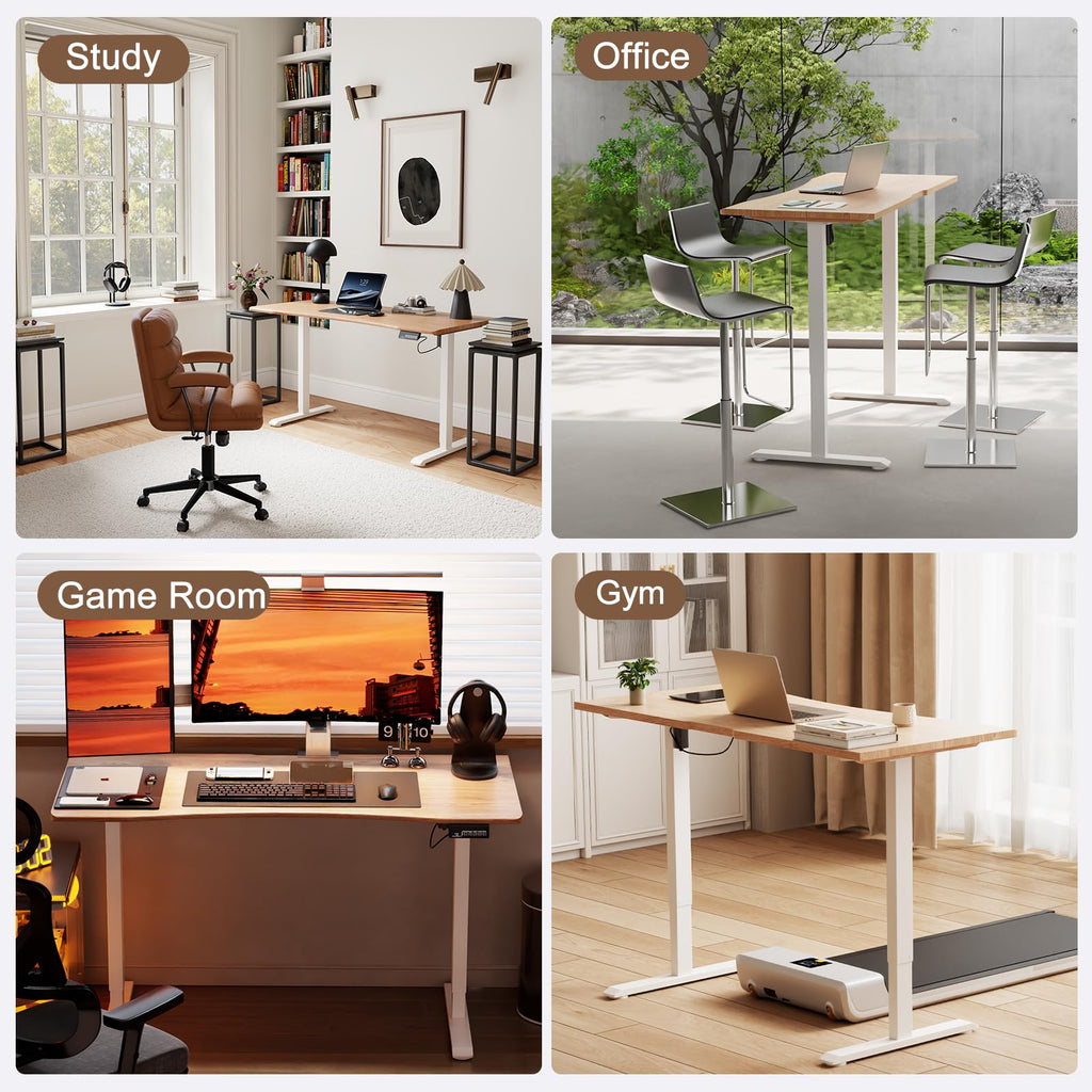 Solid Wood Electric Standing Desk, 55"x23.6" Oak Standing Desk