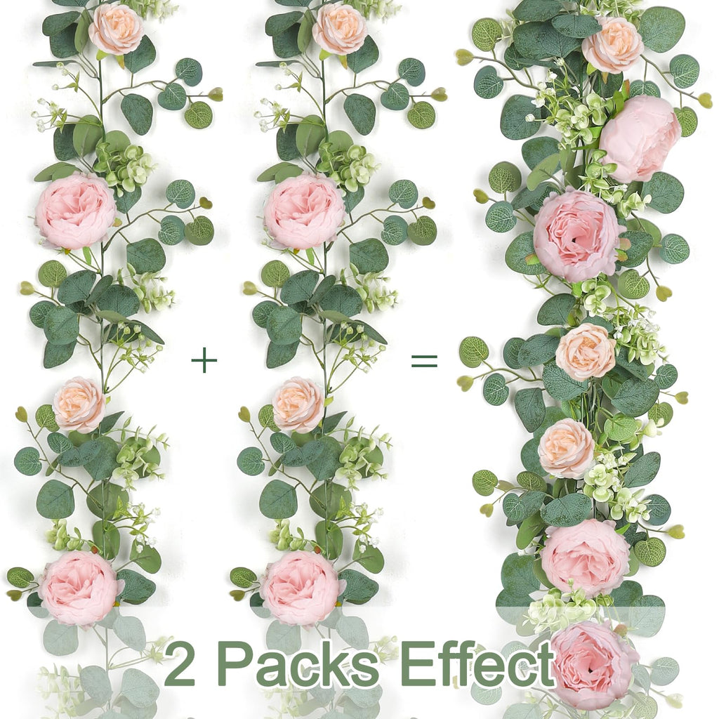 Artificial Eucalyptus Flower Garlands, Light Pink, 2PCS
