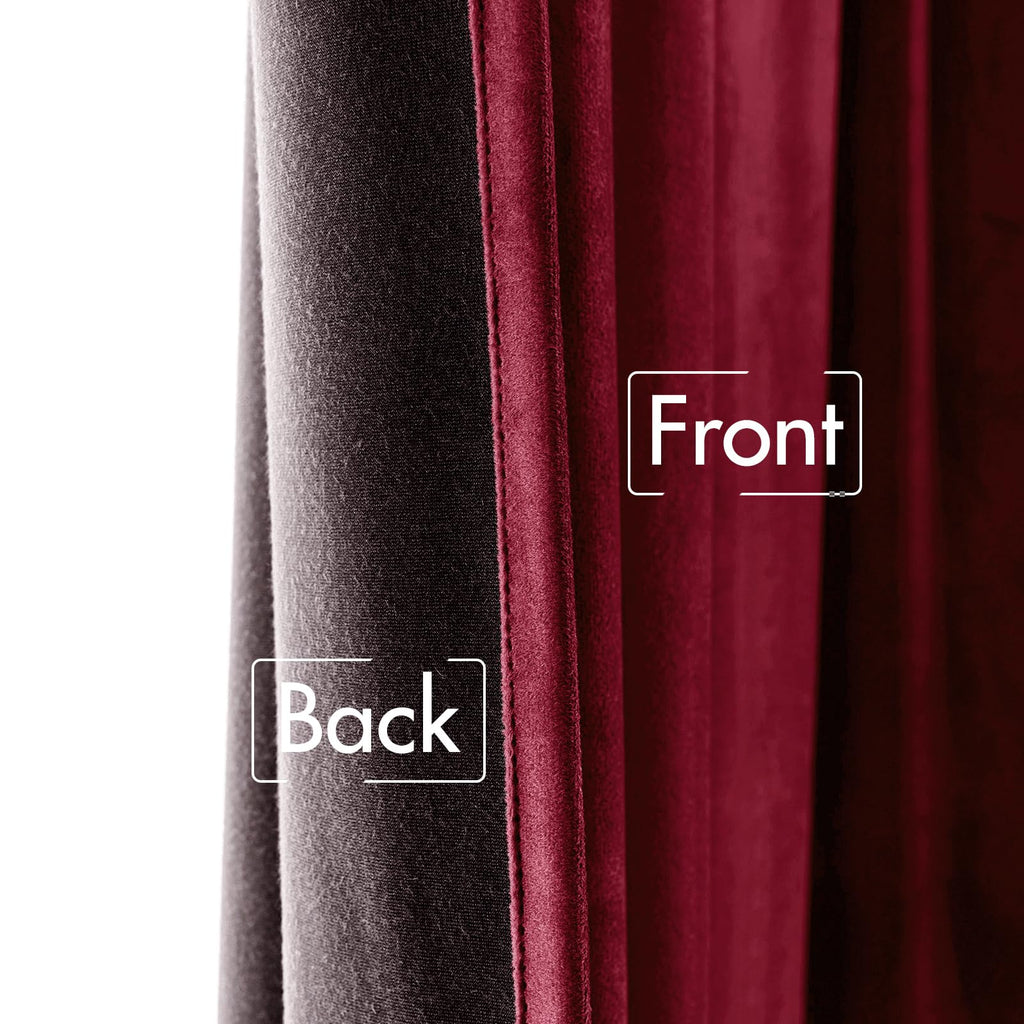 Velvet Curtains 52x84 inches 2 Panels Burgundy Red Blackout Curtains