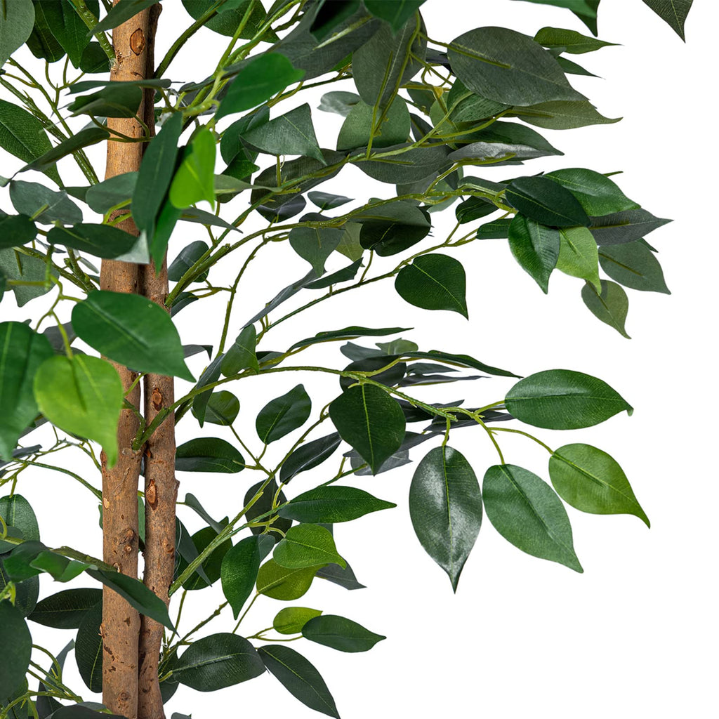 2Packs 4FT Artificial Ficus Trees with Realistic Leaves and Natural Trunk, Faux Ficus Tree with Sturdy Plastic