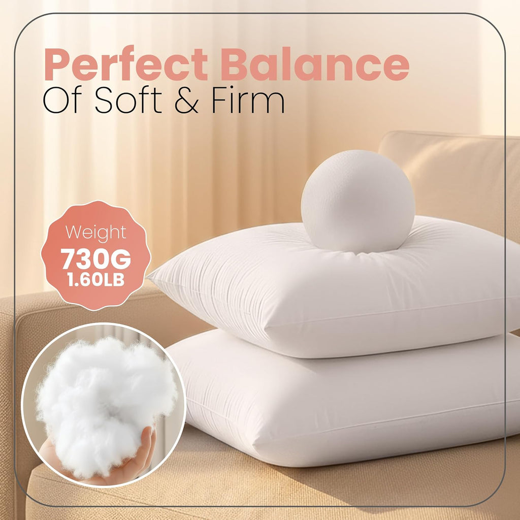 22x22 Pillow Inserts, White Throw Pillows for Couch, 2 Pack - Set of 2