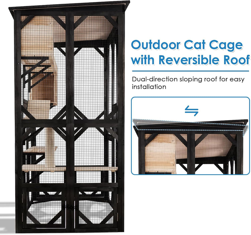 Catio Outdoor Cat Enclosure Window Access Walk-in Indoor Cat Cage Patio 71"