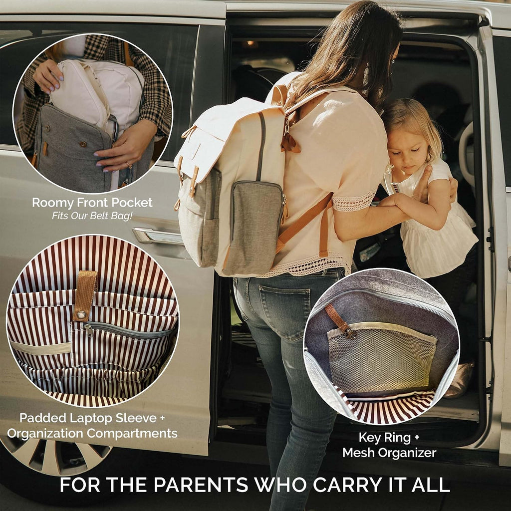 Diaper Bag Backpack with Changing Pad - Cream