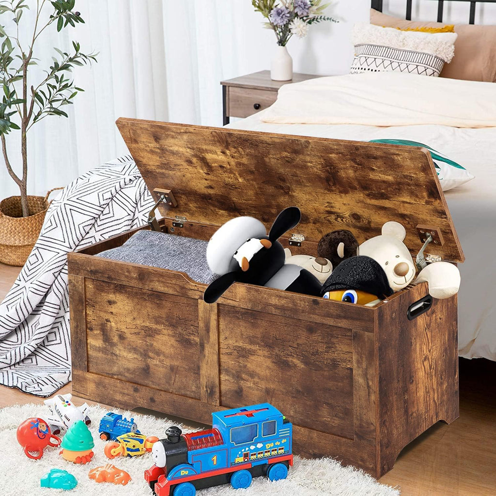 39.4" Storage Chest, Wooden Storage Bench, Lift Top Toy Chest | Large Toy Box with 2 Safety Hinges, Entryway Bench