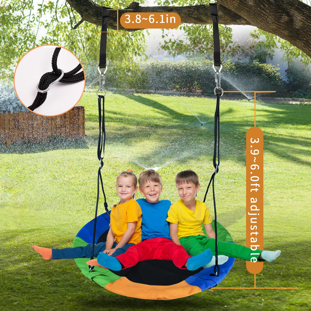 40 Inch Saucer Swing Tree Swing 680Lb Weight Capacity - 2 Added Hanging Straps Outdoor Swing Disc Swing for Kids Disc