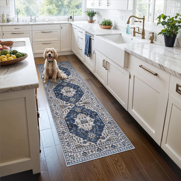 2x6 Washable Hallway Runner Rug: Indoor Farmhouse Kitchen Rugs Oriental Thin Non-Slip Entryway Carpet Ultra Soft