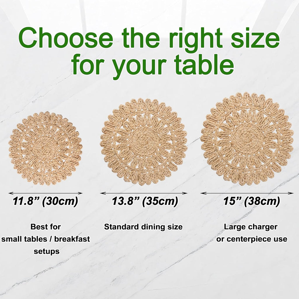13.8" Round Woven Corn Husk Placemats - Set of 6