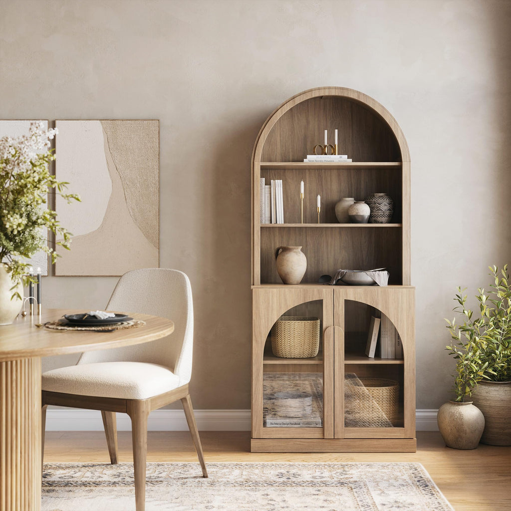 Bijou Bookcase with Glass Door - Camel