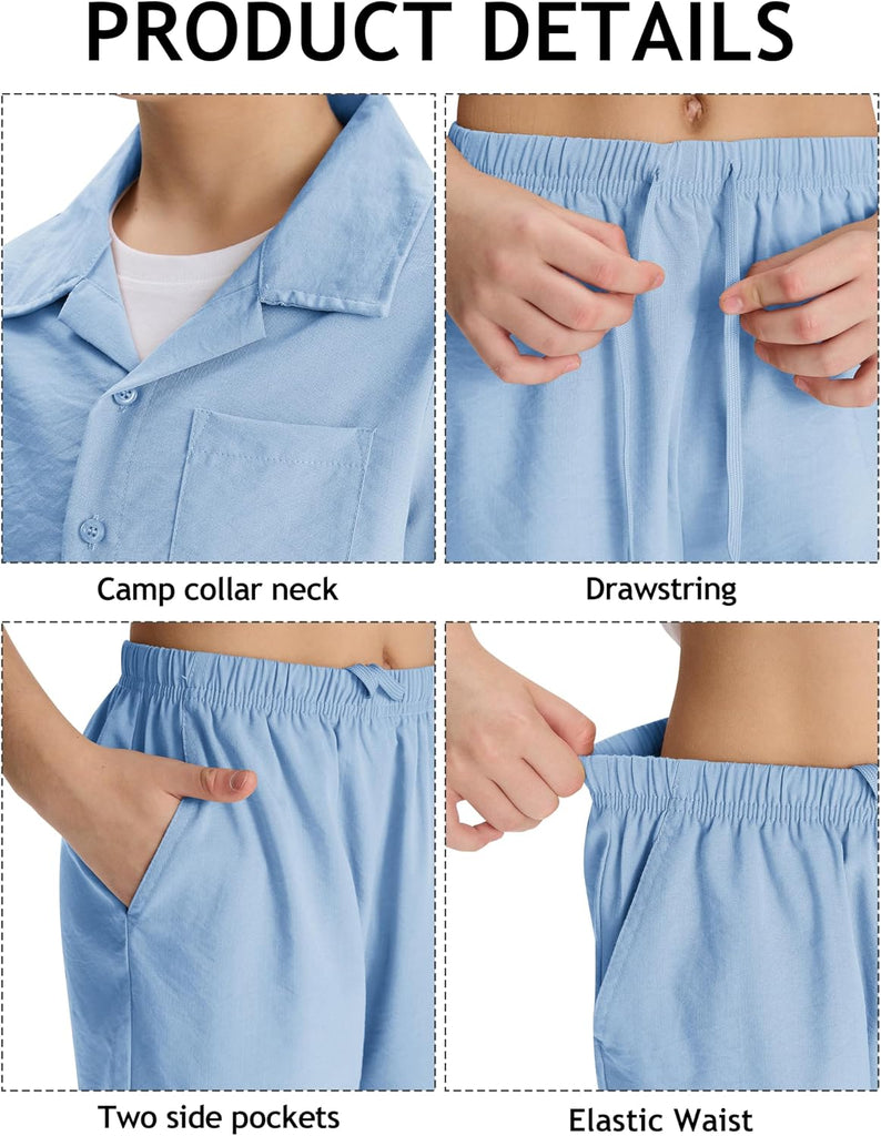 Boys Short 2 Pieces Set Beach Vacation Outfits Texture Set Kids