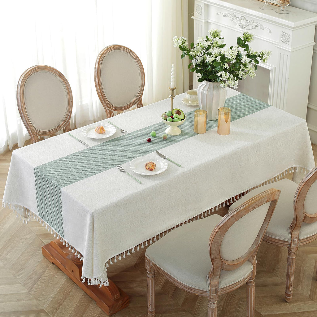 Rectangle Tablecloth for Dining Table Rustic Farmhouse Kitchen Tables Cloth Coffee Table Cover, Cotton Linen Fabric
