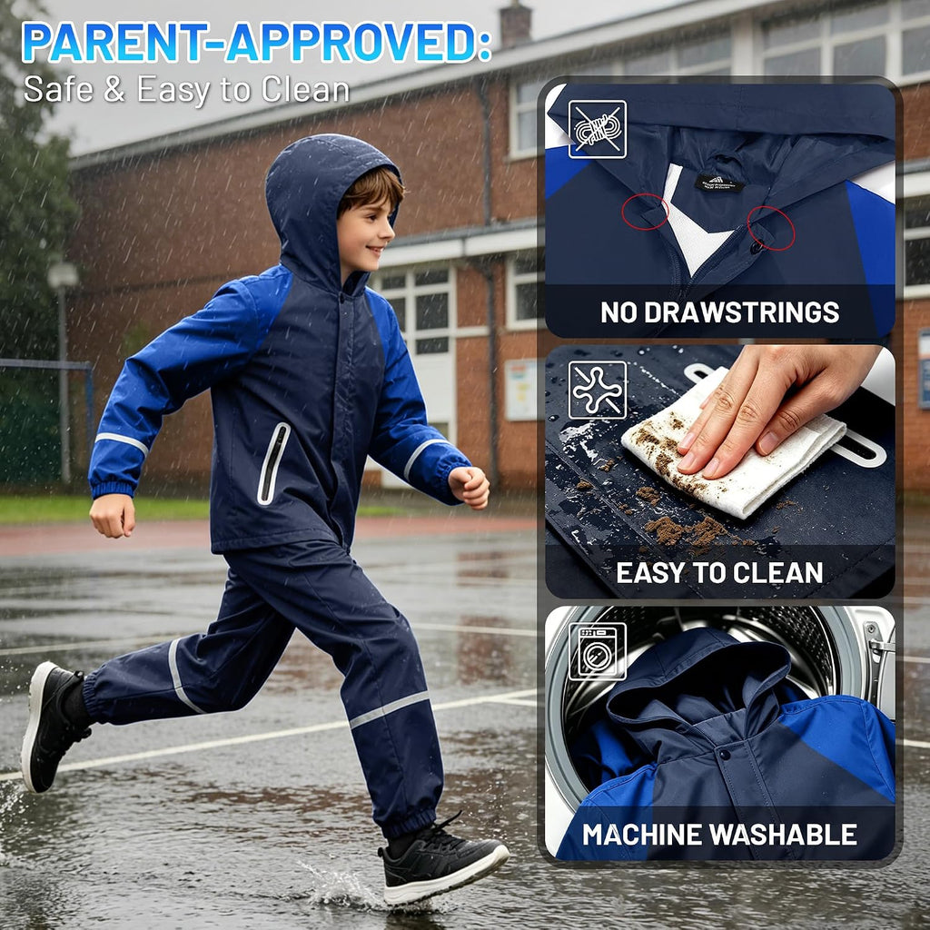Reflective Kids Rain Suit Boys Girls Youth Waterproof Rain Gear