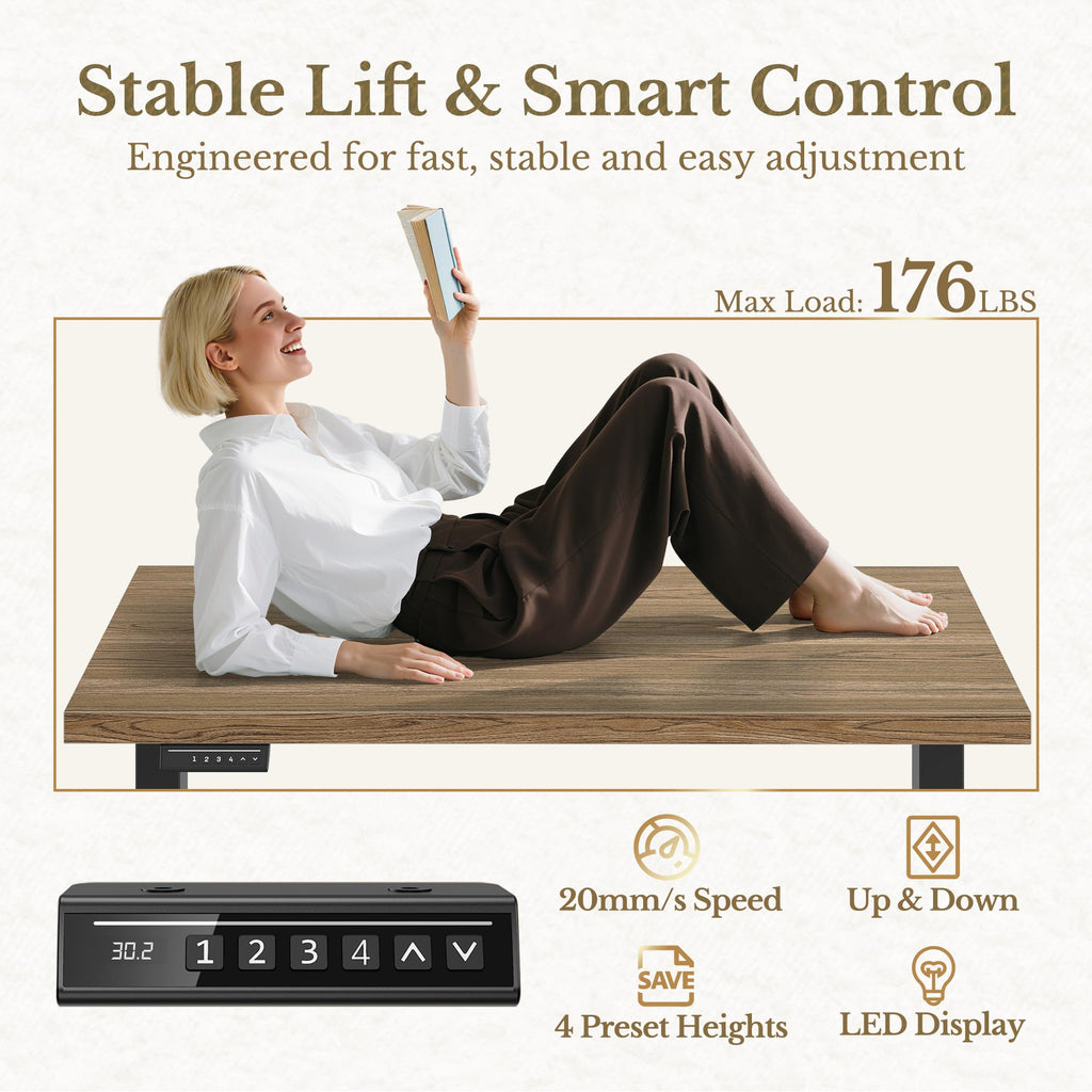 70" Standing Desk with Storage, Executive Electric Height Adjustable Stand Up Desk with AC/USB, Privacy Panel, Large