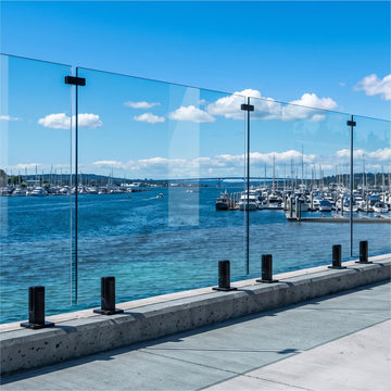 2-Panel Tempered Glass Railing System, 91-94" W x 44" H Deck Railing Kit