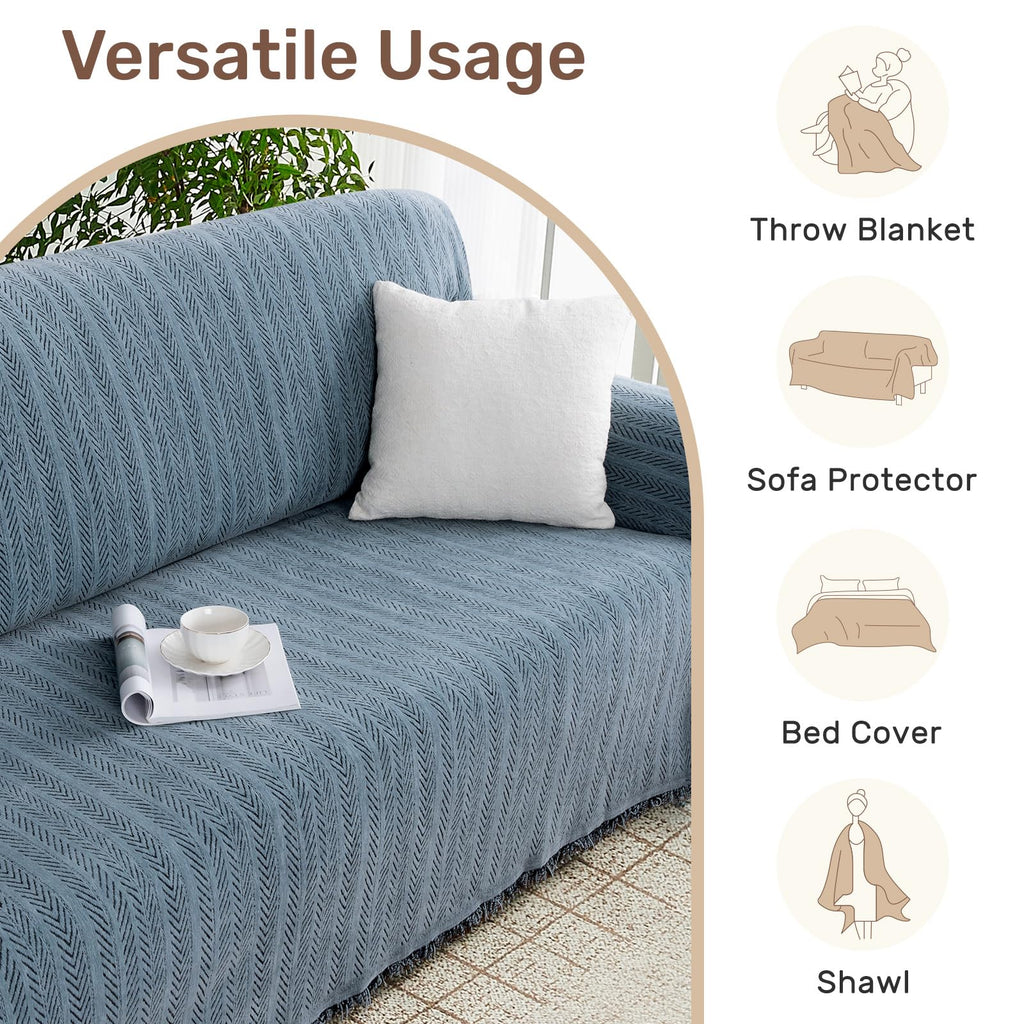 Herringbone Pattern L Shaped Couch Cover for Sectional Sofa