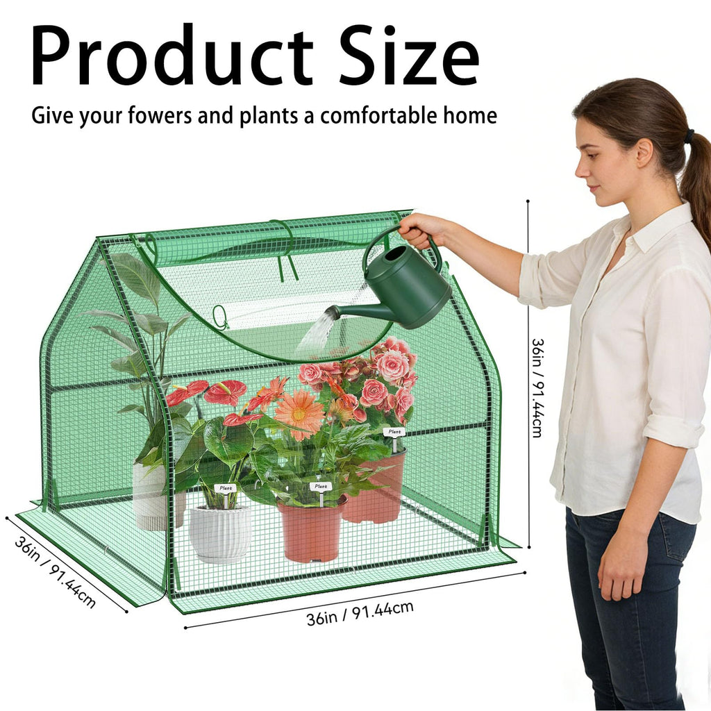 3x3x3Ft Small Greenhouse Outside, Portable Mini Green House with Mesh Vents