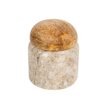 Co-Op Unique Marble and Mango Wood Pinch Pot Canister with Lid, Natural