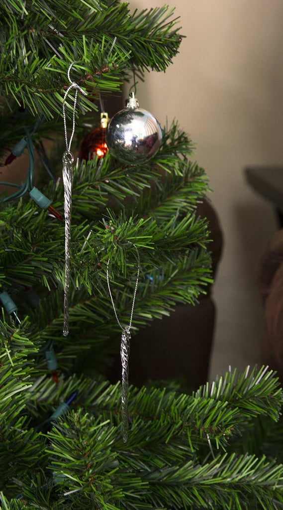 3.5-5.5 Inch Clear Glass Icicle Ornament Pieces - Set of 24