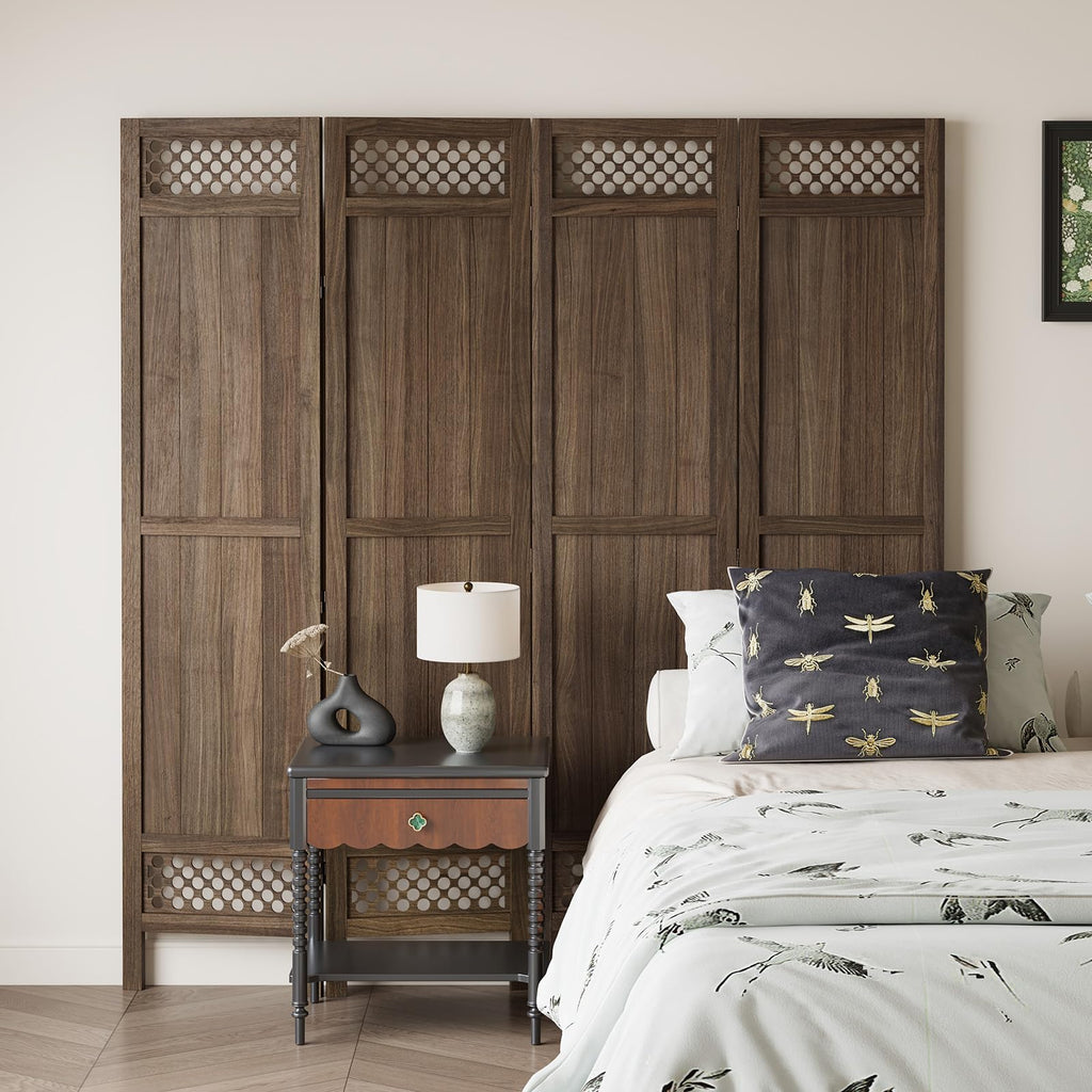 Privacy Screen Room Divider Panel - Real Wood Folding Partition Room Dividers, No-Assembly Required, Enhance Privacy
