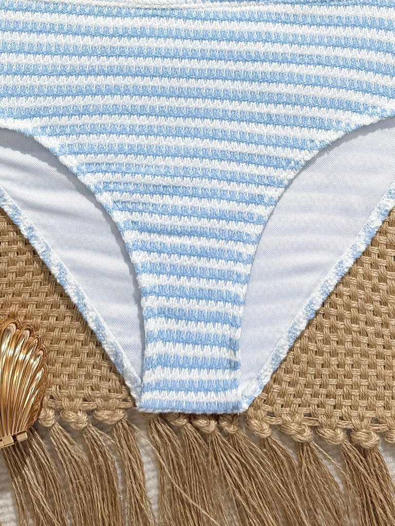 Girls' Two Piece Swimsuit Cute Striped Bikini Sets Spaghetti Straps High Waisted Bathing Suit