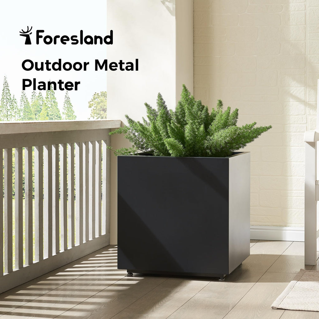 Large Cube Metal Outdoor Planter Box 20Wx20Dx21.5H