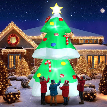 10 FT Christmas Tree Inflatables Outdoor Decorations with LED Lights, Giant Blow Up Christmas Tree Yard Decor with