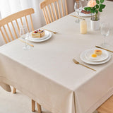 Light Natural Handmade Hemstitch Contemporary Linen Blend Solid Color Tablecloth for Dinner Table, P