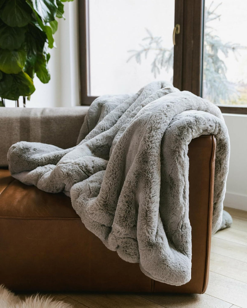 Earth Cuddle Blanket, Faux Fur Ultra-Soft Luxury Throw Blanket | Thick and Cozy Oversized Design for Lounging or