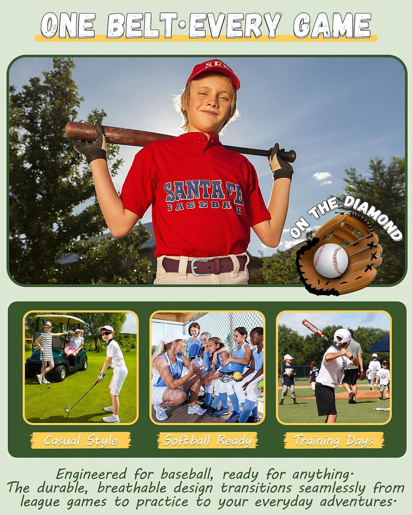 Youth Baseball Belt for Kids - Elastic Softball Belt for Girls