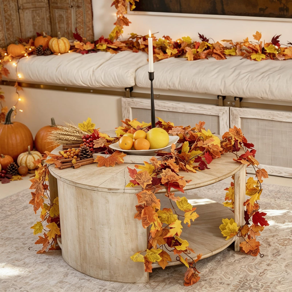4 Pack Fall Leaf Garland, Total 23.6 Ft Artificial Fall Maple Leaves Autumn Vines Garland Thanksgiving Decor