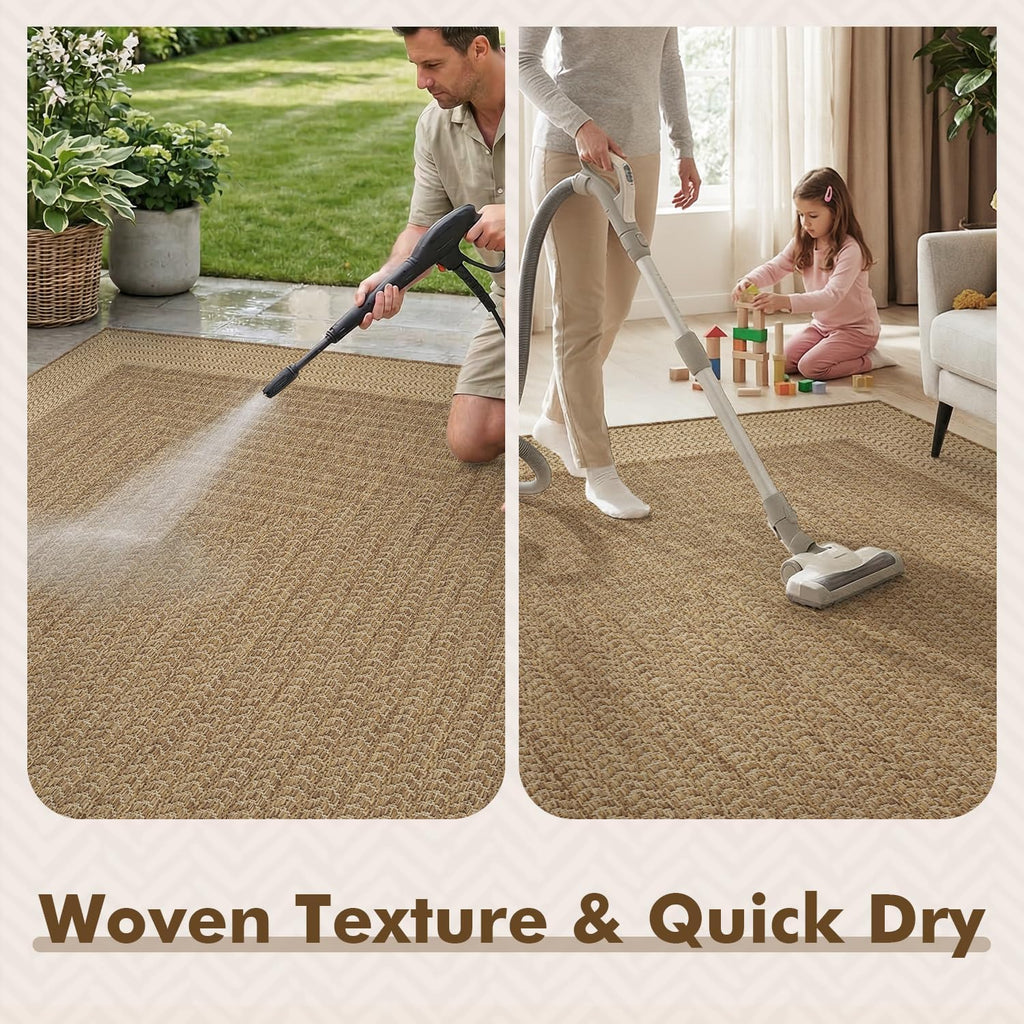 Outdoor Rug-Patio Rug Polypropylene Indoor Outdoor Rugs Outdoor Carpet Deck Balcony Porch, Textured Weave