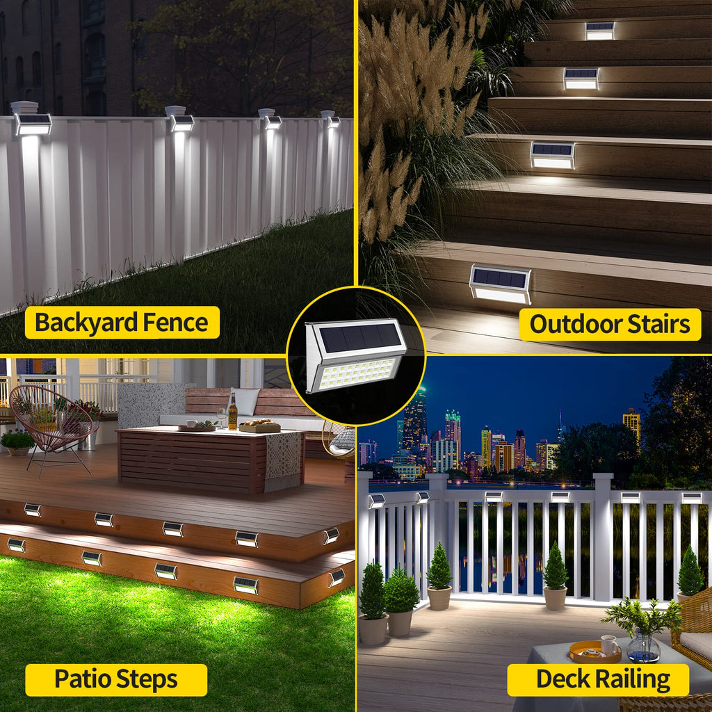 Solar Deck Lights, Suitable for Fence Step Stair-Cool White-10Pack