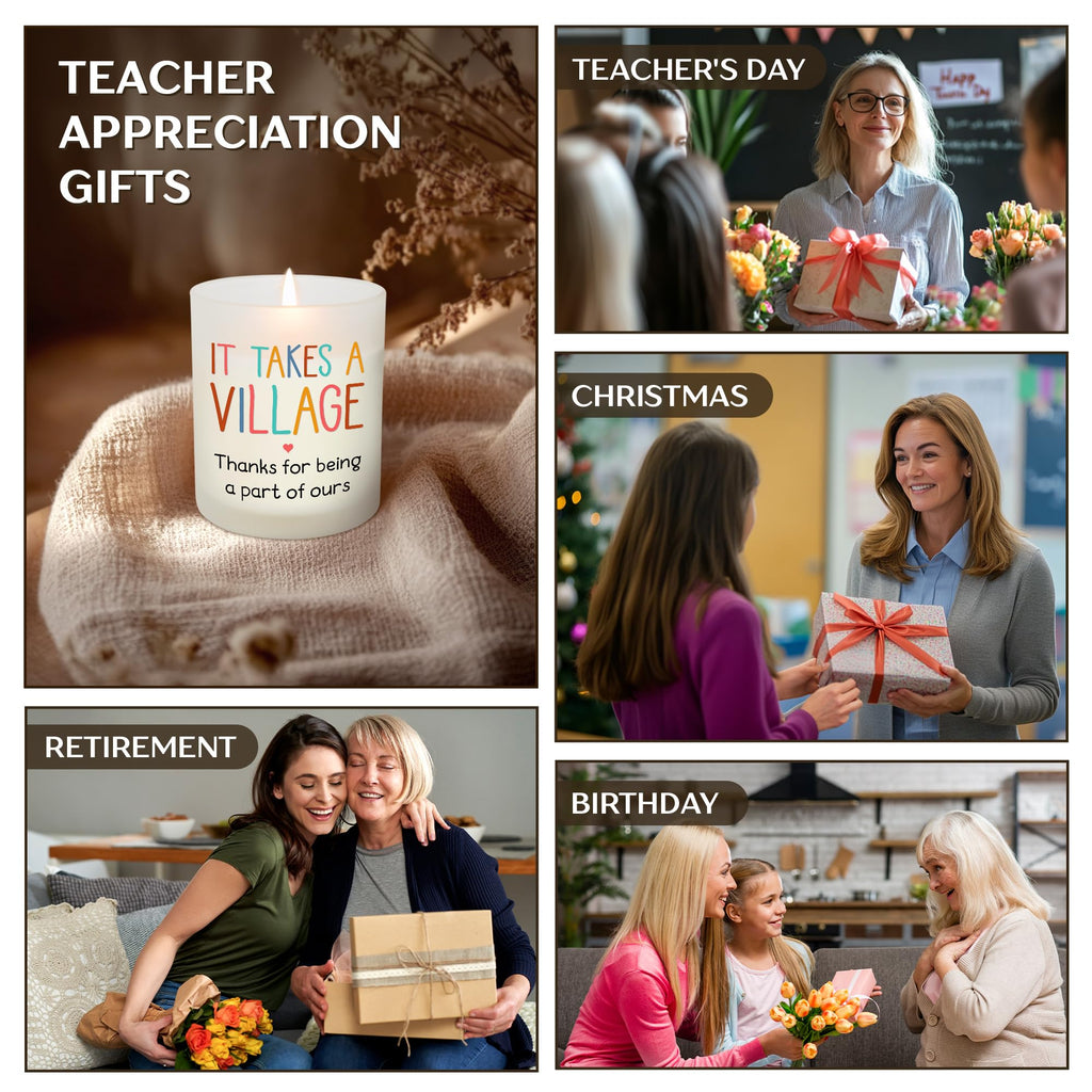 Christmas Teacher Gifts for Women - Vanilla Lavender Candle 10 oz