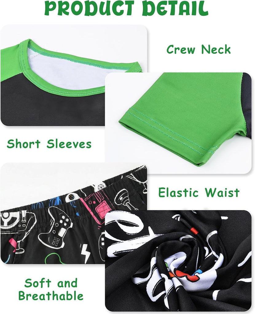 Boys Pajamas Little Boys Summer Pajamas 2 Piece Short Sleeve Top and Shorts Sets Kids Pjs Sleepwears